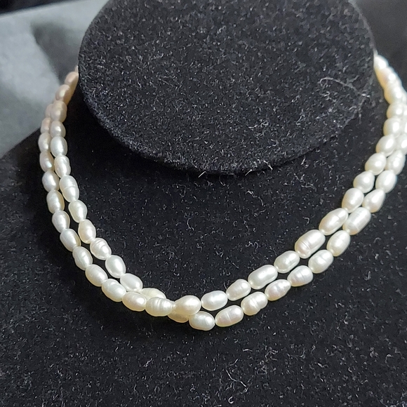 Vintage Seed Pearl necklace 12" w/ Silver Clasp. - Picture 2 of 9